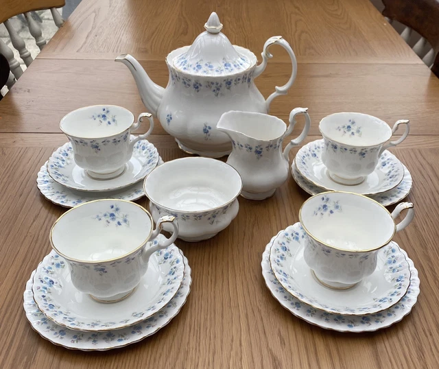 Royal Albert ""Memory Lane"" Set da tè grande 4 trii teiera ciotola zucchero brocca latte