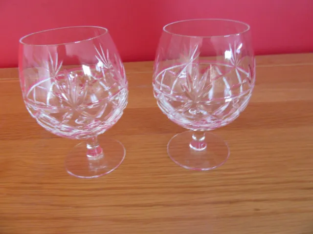 Stunning Retro Vintage Cut glass Pair Crystal Brandy Glasses