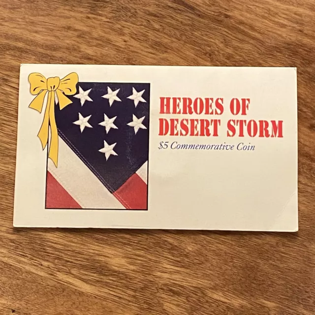 Collectible 1991 Heroes of Desert Storm $5 Commemorative Coin in Folder