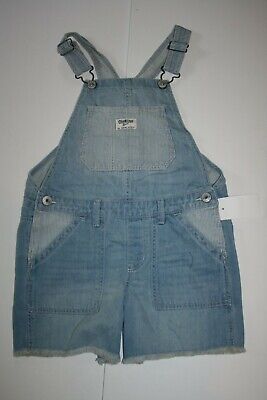New OshKosh Kid Girls Denim Blue Jeans Overalls NWT 7 8 10 year Shorts Vestbak