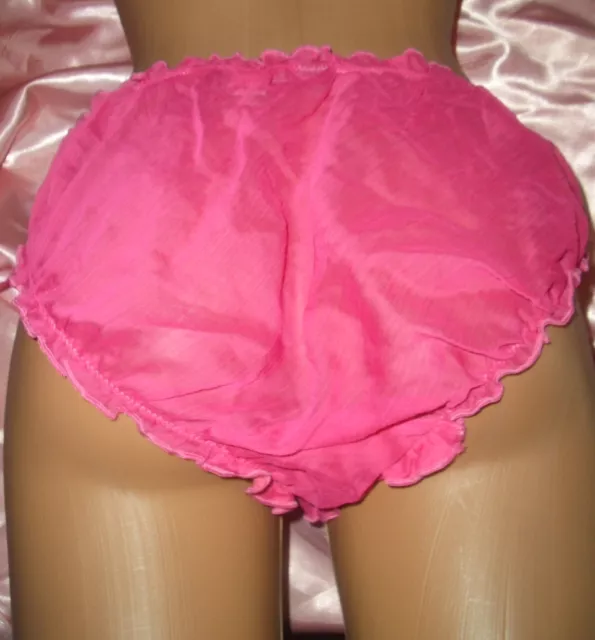 Vintage Sissy Satin Rüschen Höschen ca. XXL PINK Satinslip Panty Slip   (G55)