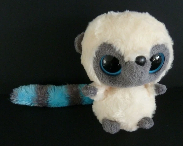 H5. DOUDOU PELUCHE YOOHOO & FRIENDS LEMURIEN SINGE BLEU BLANC GRIS 14cm - TBE