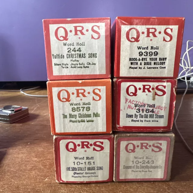 VINTAGE QRS Player Piano Word Roll Lot of 6