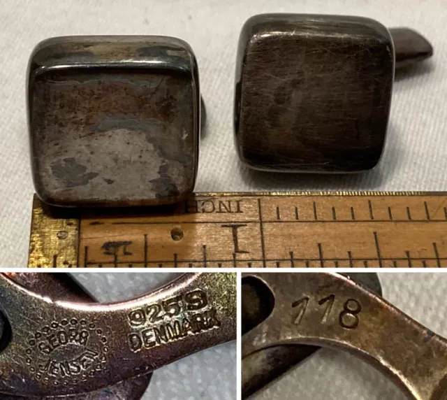 Georg Jensen Sterling Silver Cufflinks 118 Vintage Mid Century Modern Denmark