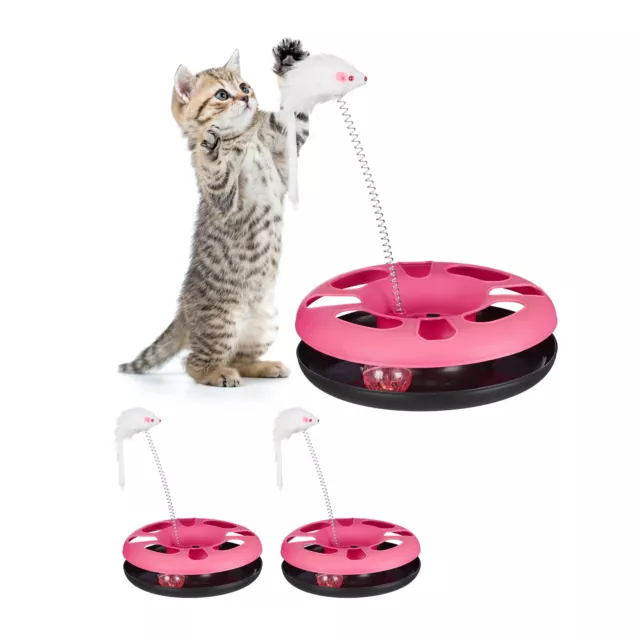 Jouet pour chat lot de 3 Jeu chat Souris en peluche Circuit Accessoire chat rose