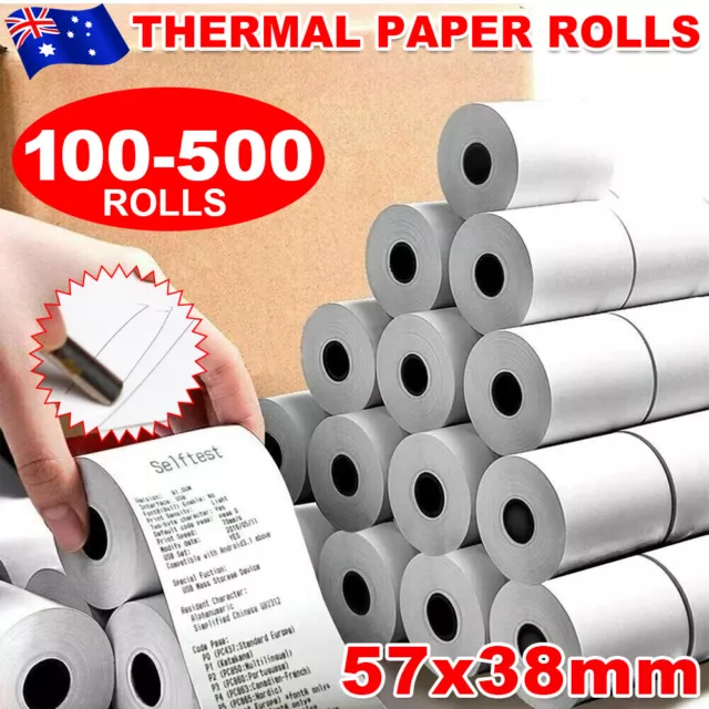 100-500 Rolls 57x38 Premium Thermal Paper For EFTPOS Cash Register Receipt Rolls