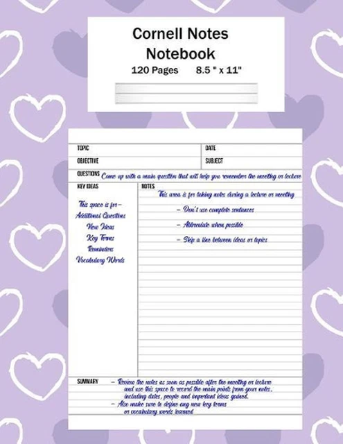 CORNELL NOTES NOTEBOOK: Note Taking System, For Students, Writers ...