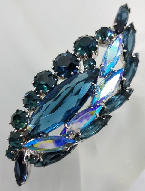 Broche Vintage Strass Signée AF PARIS - Bijou Fantaisie Rétro, Costume Jewelry, Occasion