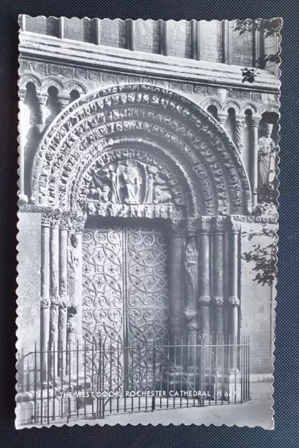 Unposted Valentines RP Postcard - The West Door, Rochester Cathedral  (b)
