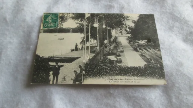 CPA carte postale Enghien-les-Bains / Casino _ le Jardins des Roses et le Lac