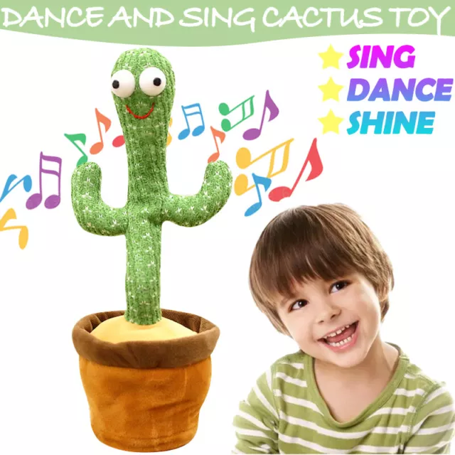 UK Dancing Cactus Plush Toy Can Singing & Recording To Learn Talking Kids Gift