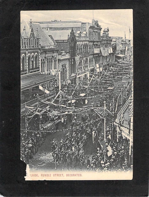 B2850 Australia SA Adelaide Rundle Street Boer War? Decorations vintage postcard