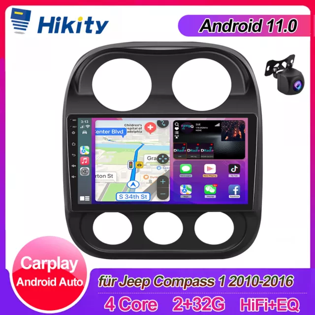 32G 10.1" Android 11 Autoradio GPS Navi Apple Carplay für Jeep Compass 2010-2016