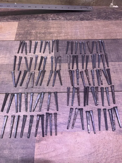 Lot Of (100) 2” inch Rose Head Square Nails Flat Head Vintage Antique