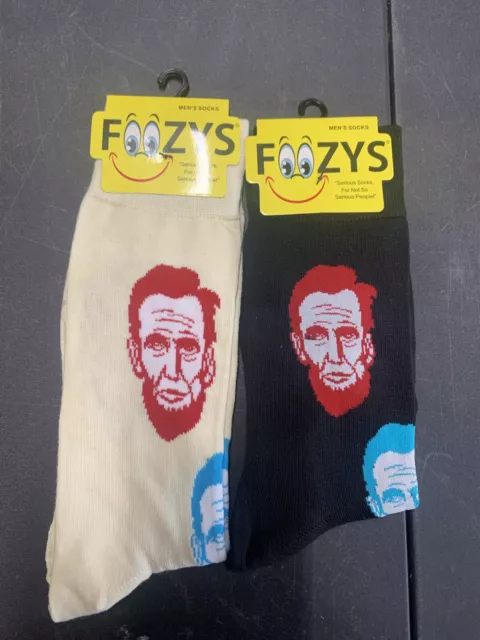 Foozys Abe Lincoln American President SOCKS Black RED Blue Mens Size 10-13