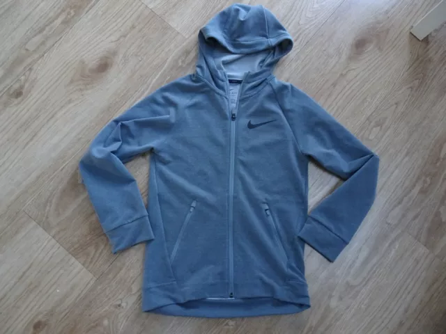 Felpa con cappuccio NIKE DRI FIT ragazzi grigia con cerniera passante ETÀ 10 - 11 ANNI