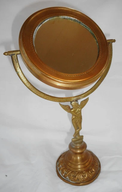 ANCIEN MIROIR SUR Pied Pivotant Bronze Doré fleurs Baroque Vintage EUR 49,00 - FR
