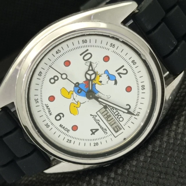 VINTAGE SEIKO CARTOON DIAL AUTOMATIC 7009A JAPAN MENS WHITE WATCH 571a ...
