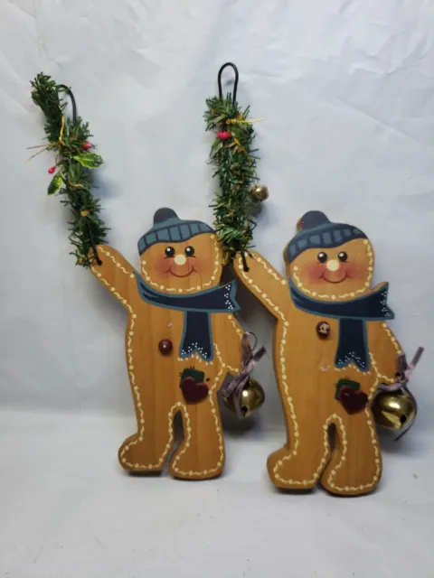 Vintage Pair Of Gingerbread Christmas Ornaments Or Wall Decoration Primitives