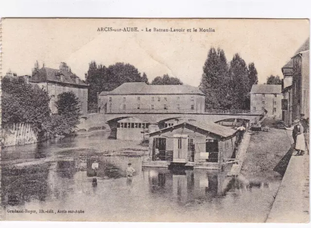 CPA 10 - ARCIS-sur-AUBE - Le Bateau-Lavoir et le Moulin vers 1900