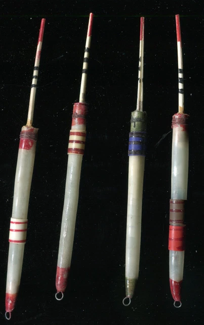 Lot De 5 Anciens Flotteurs De Pêche En Plumes D’oie – état Correct
