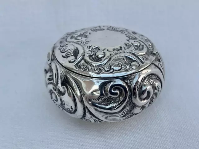 Sterling Silver Circular Pill Box By Saunders & Shepherd Birmingham 1886