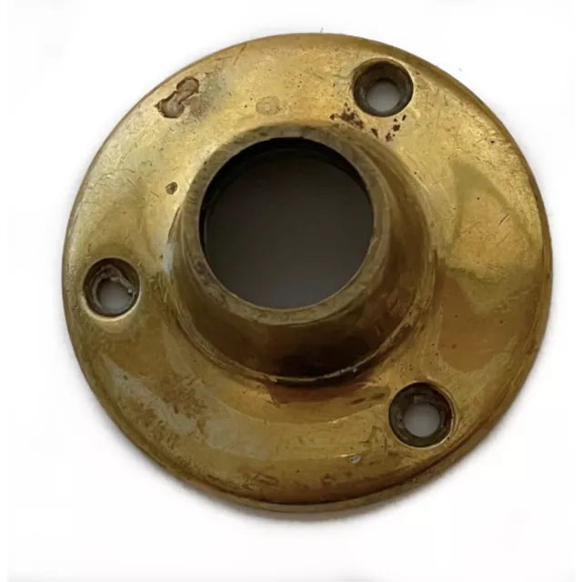 Single Solid Brass Handle Door Back Plate Round Vintage 2 1/8" dim. Mid-Century