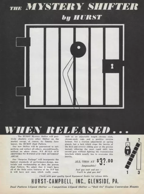 1962 Hurst Mystery Shifter Ad 3 Speed Manual Vintage Magazine Advertisement
