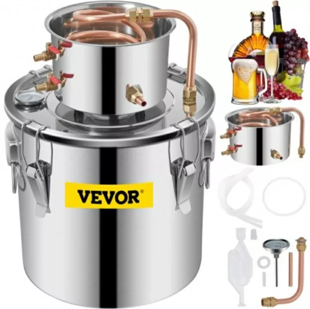 VEVOR 3 Pots 5 Gal Moonshine Still 20L Water Alcohol Distiller Copper Tube