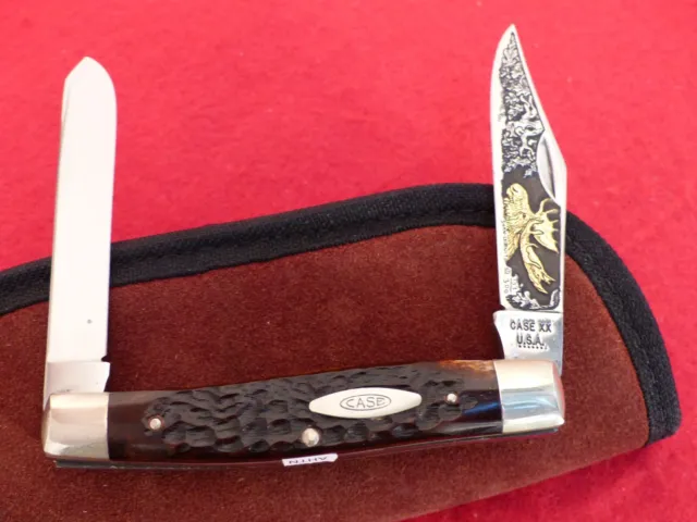 Case XX USA 1974 bone 6275 Shaw Leibowitz gold Moose etch Knife