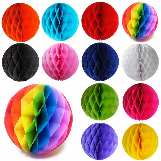 5 PACK Paper Honeycomb Balls Hanging Decoration Lantern Party Rainbow Wedding UK