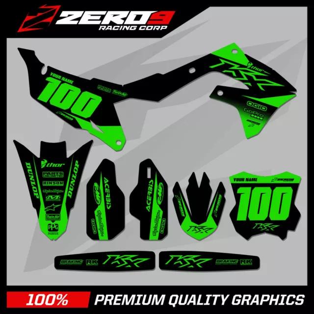 Custom MX Graphics Motocross Kit: KAWASAKI KX KXF 125 - 450 BLOCK BLK/GRN