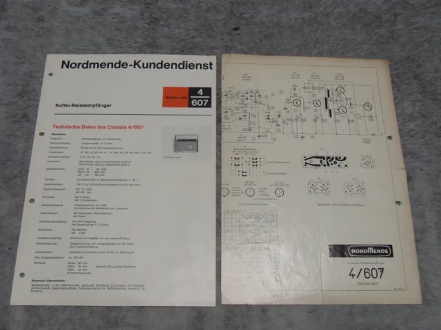 Schaltplan Service Manual Kofferradio Radio Nordmende Mikrobox UKW 4/607