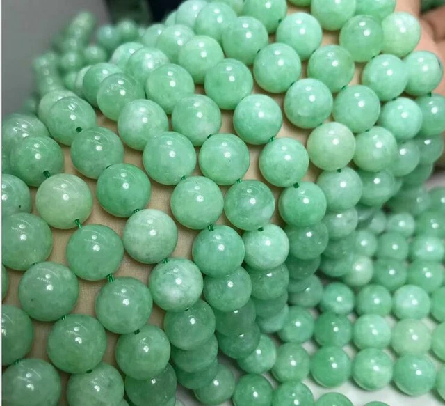 6/8/10/12/14mm Light Green Emerald Jade  Gemstone Loose Beads 15''