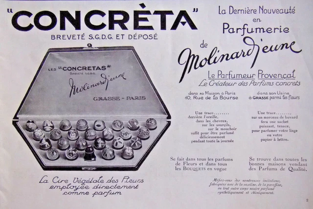 Advertising Presee 1928 Molinard Concretea Novelty In Molinardjeune Perfumery