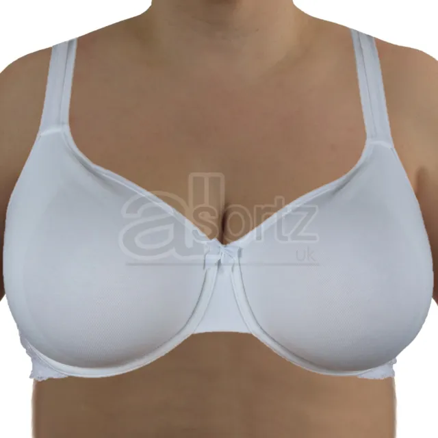 Ladies Cotton Rich Underwired Bra M S Full Cup Coverage Unpadded UK Comfort 2