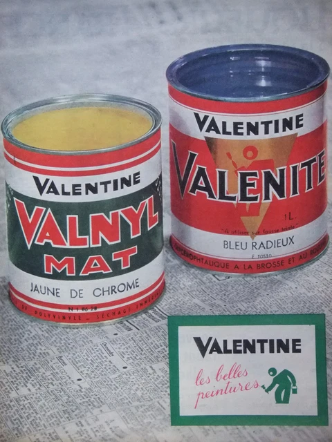 Publicité De Presse 1961 Valentine Peintures Valnyl Et Valenite - Advertising