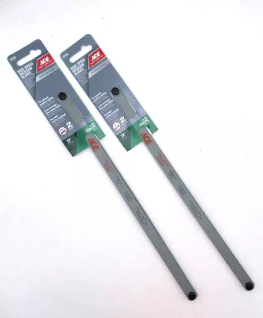 2 pk Ace High Speed Hacksaw Blades 25998 For General Purpose Cutting 12" 18 TPI