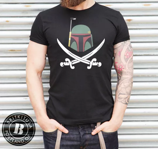 Boba Fett Calico Jack T-Shirt Star Wars Hanes Tee Mandalorian Bounty Hunter