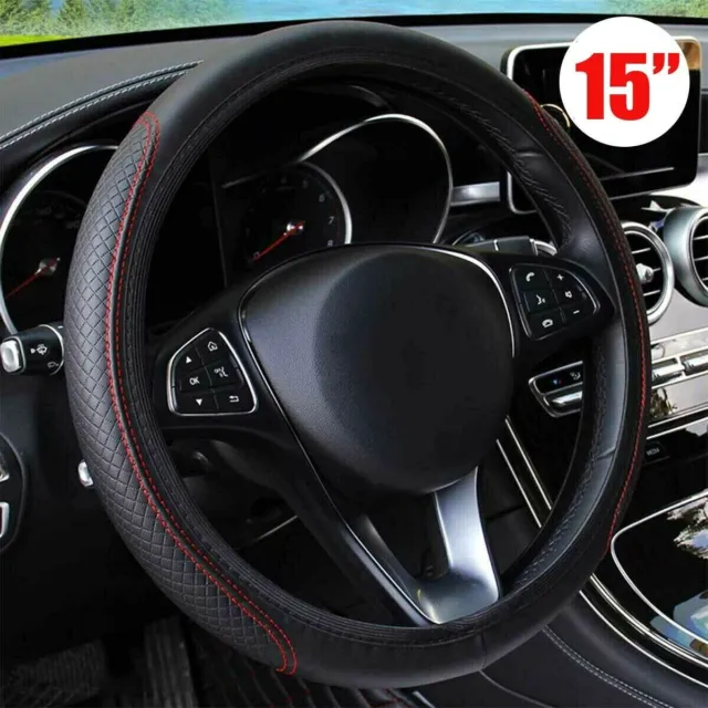 15inch Car Steering Wheel Cover PU Leather Good Grip Auto Accessories Universal