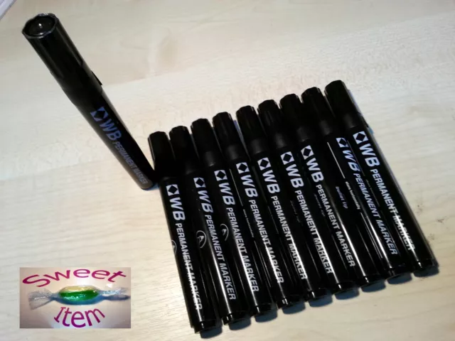 4 X Permanent Marker Pens Black Markers Bullet Tip High Quality Waterproof