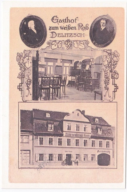 AK Delitzsch Gasthof zum weißen Roß Repro