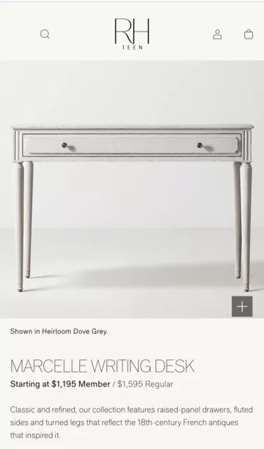 Restoration Hardware MARCELLE WRITING DESK - Grey