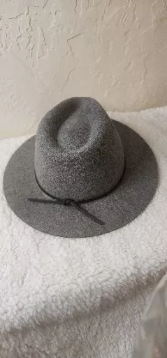 Brixton Wesley Fedora Heather Grey Wide Brim 100% Wool Felt Hat Size S (7)