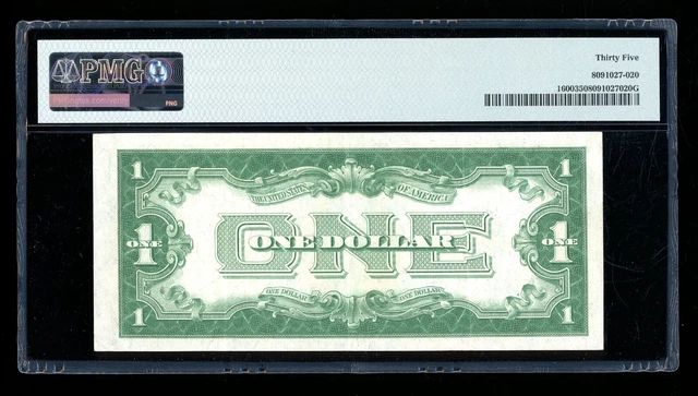 DBR 1928 $1 Silver Fr. 1600 AA Block PMG 35 Serial A80451374A 2