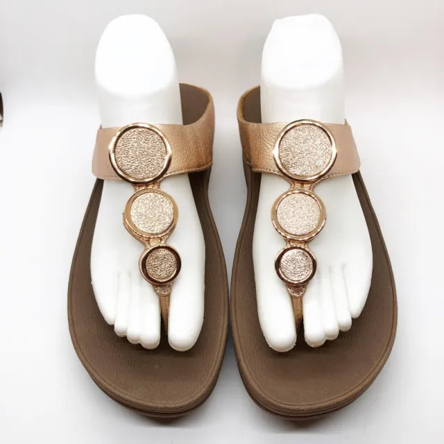 FitFlop Halo Toe Thong Sandals Rose Gold 9 Arch Support Comfort Shoes Flip Flops