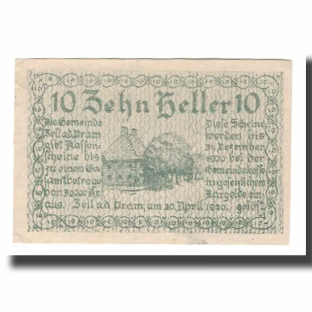 [#666339] Banknote, Austria, Zell an der Pram O.Ö. Gemeinde, 10 Heller, Texte, 1