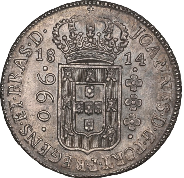 Brazil: João Prince Regent 960 Reis 1814-B NGC AU58, Bahia mint, KM #307.1