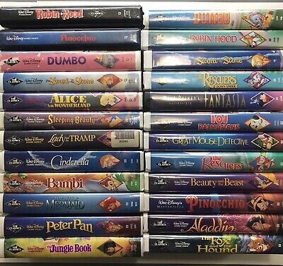 COMPLETE VHS SET LOT (24) Disney Animated Classic Collection All Black ...