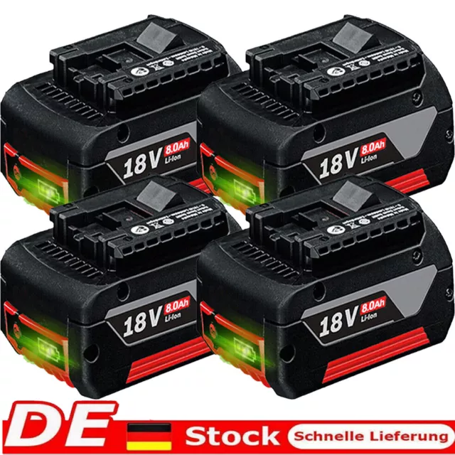 4x Batteria 8Ah per Originale Bosch 18V Professional GBA GSR GSB BAT618 BAT609 BAT620